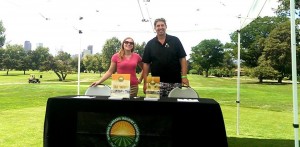 NCIA director of education and events Brooke Gilbert (left) poses with director of government relations Michael Correia (right) at this year's Clinic Charity Classic. 