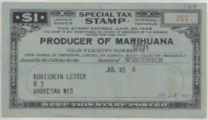 A United States marijuana production license from 1945