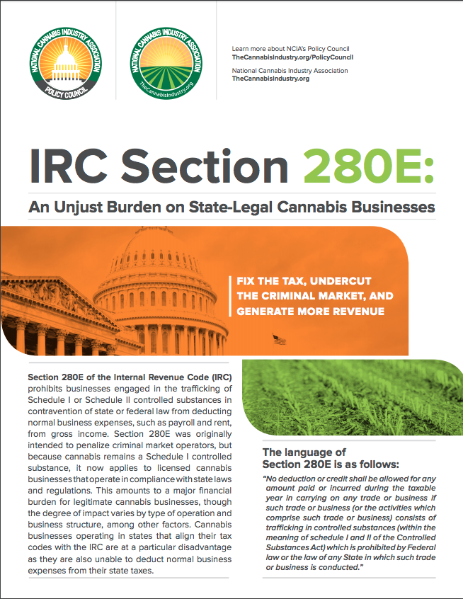 Policy Council: IRC Section 280E – An Unjust Burden on State-Legal Cannabis Businesses