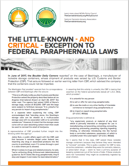 Policy Council: The Little-Known – And Critical – Exception To Federal Paraphernalia Laws
